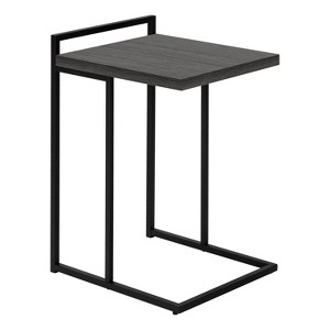 Monarch Specialties Accent Table, C-shaped, End, Side, Snack, Living Room, Bedroom, Grey Laminate, Black Metal, Contemporary, Modern - 1 of 4