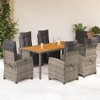 vidaXL Patio Dining Set with Cushions Outdoor Garden Furniture Poly Rattan - 74.8" Table Length Gray 6 Pieces - 2 of 4