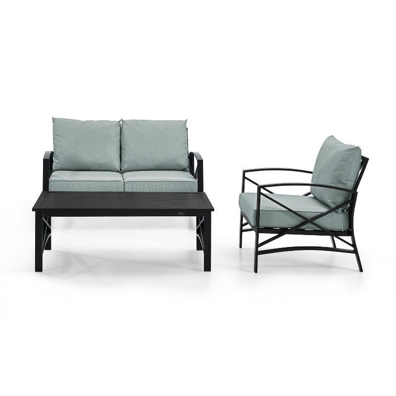 Crosley 3pc Kaplan Steel Outdoor Seating Furniture Set with Loveseat, Chair & Coffee Table, 3 of 9
