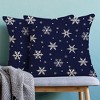 Christmas Pillow Covers 18x18 Inch Set of 2, Navy Blue Snowflakes Decorative Throw Pillow Covers - 3 of 4