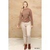 Slickblue Women's Soft Knit Mock Neck Top, Side Ruched Detail, Cozy Fit, Mango/Red Bean, Size S-L - 3 of 4