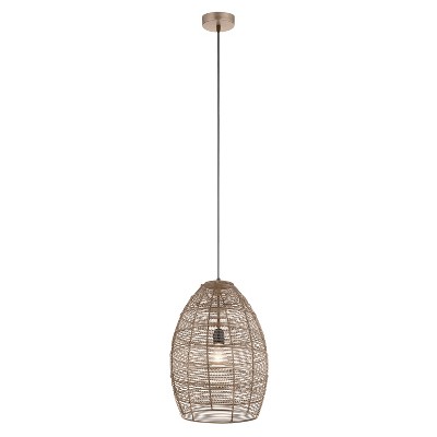 12.25" Mallory Metal Woven Cone Shaped Pendant Ceiling Light Brass - River of Goods: Artisan Industrial Design, UL Listed, Adjustable Height