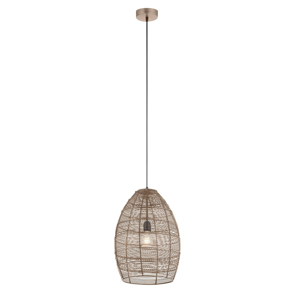 12.25" Mallory Metal Woven Cone Shaped Pendant Ceiling Light Brass - River of Goods: Artisan Industrial Design, UL Listed, Adjustable Height