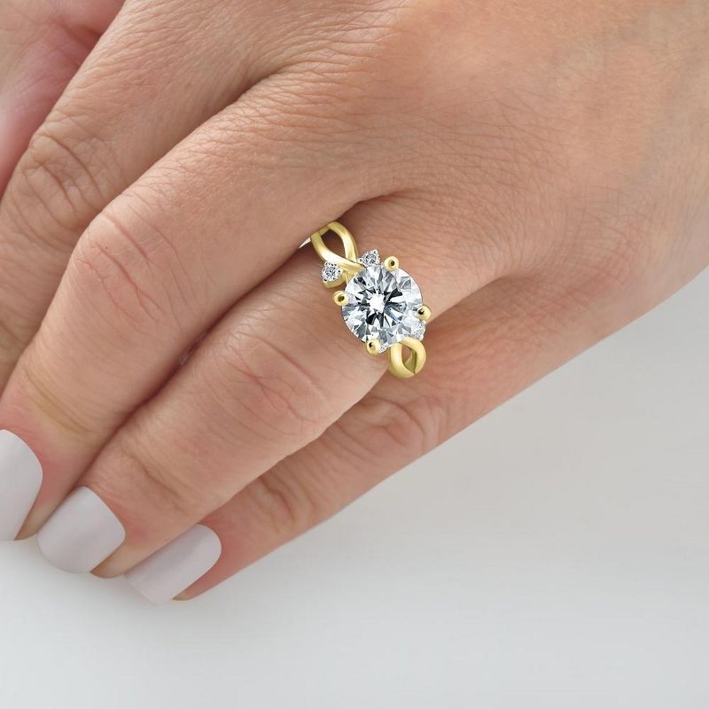 Pompeii3 2 5/8Ct Moissanite & Diamond Twist Engagement Ring in 10k Yellow Gold, 4 of 6