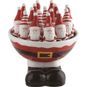 Transpac Dolomite 8.25 in. Multicolor Christmas Santa Salt and Pepper Shakers with Belt Bowl Set of 17 - 1 of 2