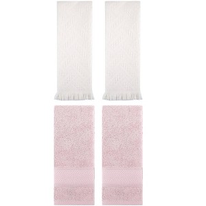 REGALWOVEN 4 Pcs Bathroom Decorative Cotton Soft Absorbent Sold Striped Hand Towel - 1 of 4