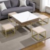 Mshliw Lift-Top Square Coffee Table with Storage and 4 Ottomans, Space-Saving Accent Table for Living Room, Dining Table, Sofa Table, 31.5" - 3 of 4