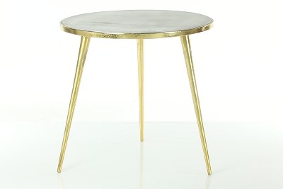 Elegant Gold & Marble Round Accent Table - 21" x 20"