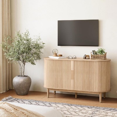 LINSY HOME Sideboard Buffet Cabinet with Storage, 55" Fluted Coffee Bar Cabinet with Tambour Sliding Doors and Drawer, Mid Century Modern Wood Storage Buffet — фото 8