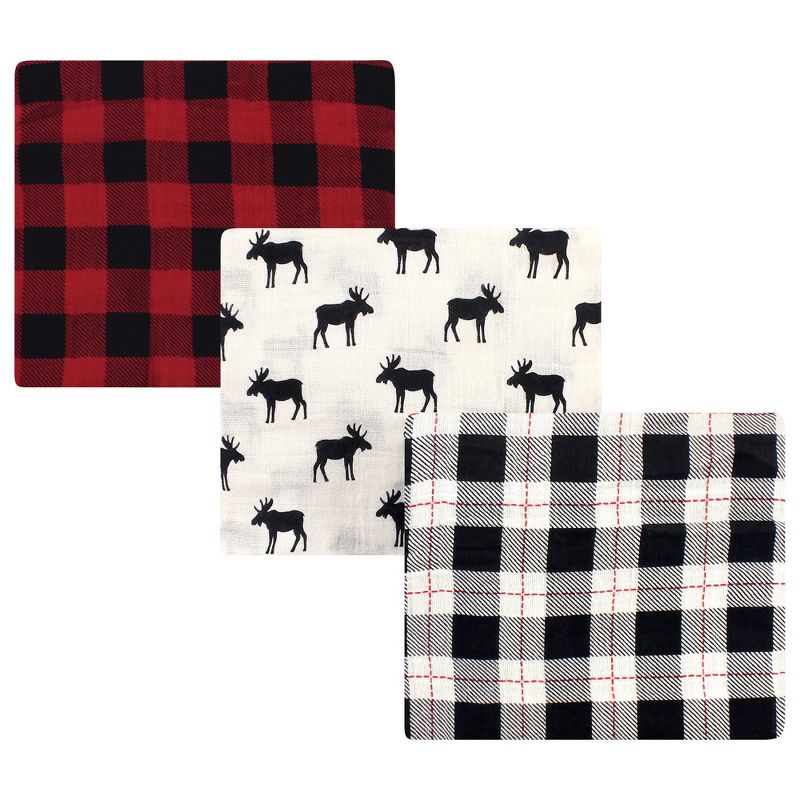Hudson Baby Infant Boy Cotton Muslin Swaddle Blankets, Moose, One Size, 1 of 3