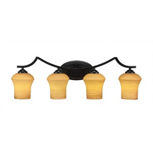 Toltec Lighting Zilo 4 - Light Vanity in  Matte Black with 5.5" Zilo Cayenne Linen  Shade - 1 of 1