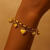 Gold Stainless Steel Heart - Accented Classic Women's Bracelet - 2 of 4