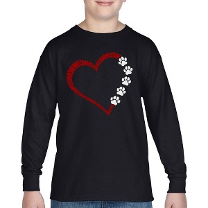 LA Pop Art Meow Heart - Boy's Word Art Long Sleeve T-Shirt - 1 of 4