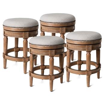 Maven Lane Pullman Backless Upholstered Kitchen Stool with Fabric Cushion Seat, Set of 4
