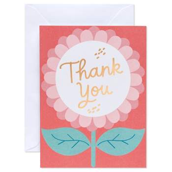 10ct Thank You Cards Flower Lettering Gold