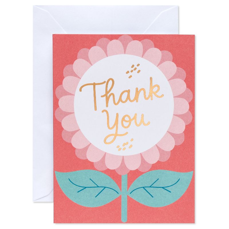 10ct Thank You Cards Flower Lettering Gold, 1 of 8