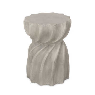 Gray Lightweight Concrete Outdoor Accent Side Table