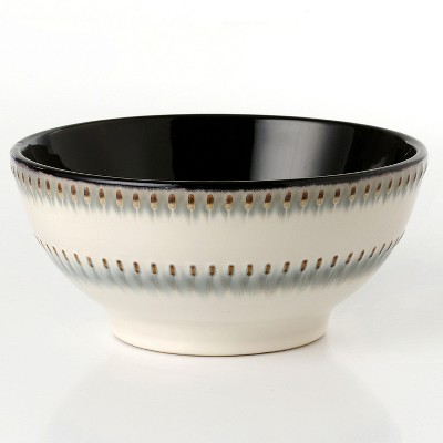 White Ceramic Bohemian 16-Piece Dinnerware Set with Trim Embellishment