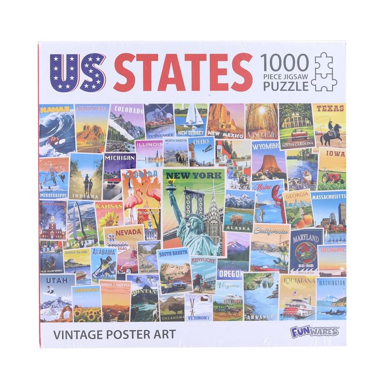 UT Brands US States Vintage Poster Art 1000 Piece Jigsaw Puzzle, 1 of 3