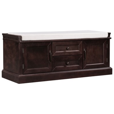 Dexmalle Espresso Shoe Storage Bench with Removable Cushion,Entryway