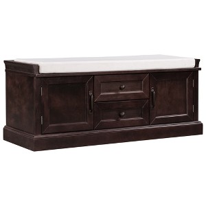 Dexmalle Espresso Shoe Storage Bench with Removable Cushion,Entryway - 1 of 4