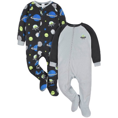 Gerber Infant And Toddler Boys' Fleece Footed Pajamas, 2pack, Space