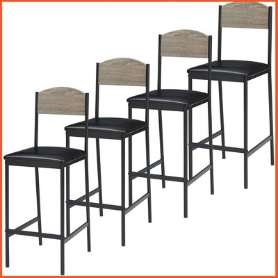 Bar Stools Set of 4, 25.2 Inch Counter Height Bar Stools with Back and Footrest