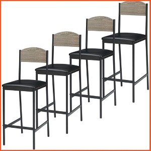 Bar Stools Set of 4, 25.2 Inch Counter Height Bar Stools with Back and Footrest - 1 of 4