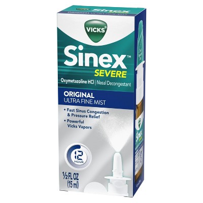 Vicks Sinex Severe Original Ultra Fine Mist Nasal Decongestant Spray - Oxymetazoline HCl - 0.5 fl oz