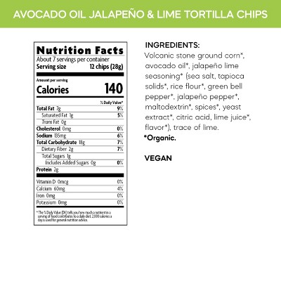 Que Pasa Organic Avocado Oil Jalapeno & Lime Tortilla Chips - 7.5oz