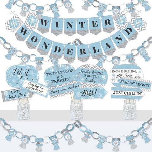 Silver Glitter Snowflake Winter Wonderland Banner & Snowflake Banner-  Winter Won