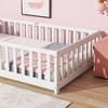 Sapphtopaz Kids Bed Frame, Rubber Wood Floor Bed with Safety Guardrails for Toddlers & Kids' Bedrooms (Twin/Full Size) - 3 of 4