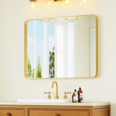 Wall-Mounted Mirror Rectangle Bathroom Vanity Mirrors Framed Mirrors Aluminum Framed Bathroom Mirror