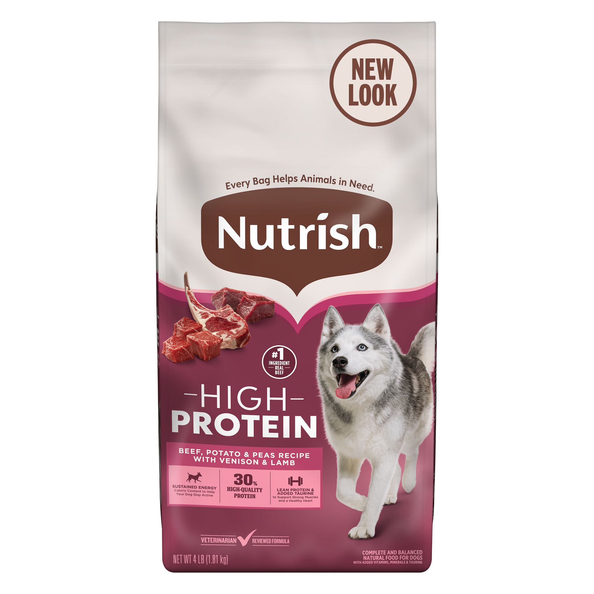 Nutrish High Protein Real Beef, Potato & Peas Flavor Recipe with Venison and Lamb Dry Dog Food