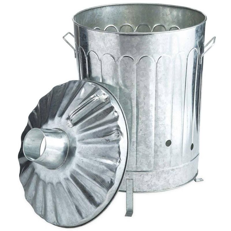 Plow & Hearth - Galvanized Metal Garden Incinerator Can - Made from Durable 28-Gauge Metal, 5 of 7
