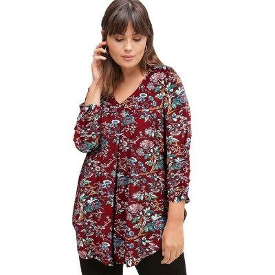 ellos Plus Size Inverted Front Pleat Tunic