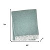 HomeRoots 55" X 70" Sage And White Cotton Blend Woven Herringbone Plush Throw Blanket with Fringe - 3 of 4