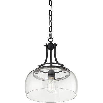 Charleston Black Metal and Clear Glass Pendant Light with Edison Bulb