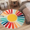 Boho Rugs Washable Kids Rug Non Slip Nursery Rug Low Pile Floor Mat Soft & Non-Shedding Sunshine Carpet Colorful Rainbow Printed Indoor Rugs - 4 of 4