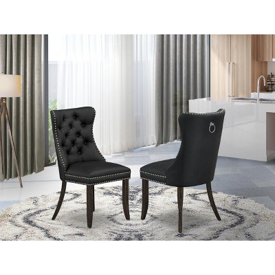 East West Furniture DAP2F23 Dallas Parson Kitchen Chairs - Button Tufted Nailhead Trim Beige Red faux Leather  Dining Chairs, Set of 2, linen white