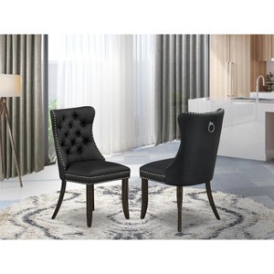 East West Furniture DAP2F23 Dallas Parson Kitchen Chairs - Button Tufted Nailhead Trim Beige Red faux Leather  Dining Chairs, Set of 2, linen white - 1 of 4