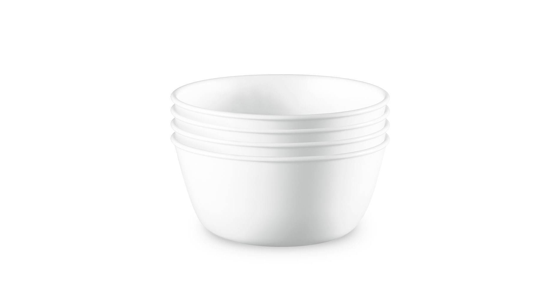 Corelle 4pk Glass Vitrelle 28oz Dinner Bowls White: Round Solid Pasta & Soup Bowls, Dishwasher & Microwave Safe
