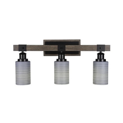 Toltec Lighting Tacoma 3 - Light Vanity in  Black/Painted Wood with 4" Gray Matrix Shade