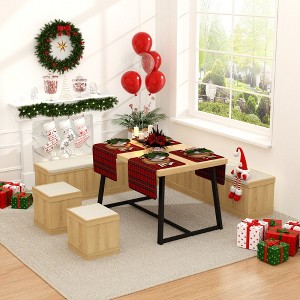 Brafabhome 6 PCS Dining Table Set with Storage Bench, Modern Corner Breakfast Nook with Cushions Stool for 6, Suitable for Kitchen and Dining Room - 1 of 4