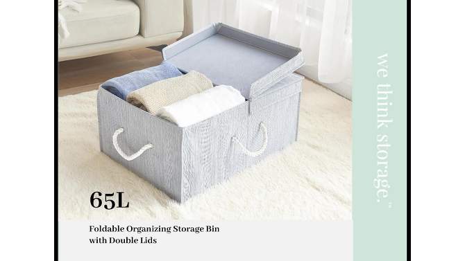 WeThinkStorage 65L Foldable Organizing Storage Bin with Double Lids, 6 of 8, play video