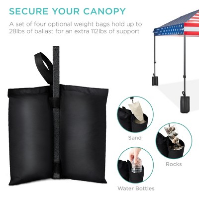 8x8ft American Flag Pop-Up Canopy with Wheeled Case and Weight Bags