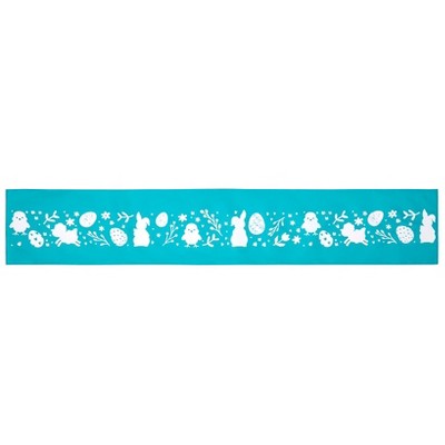 The Lakeside Collection Whimsical Spring Teal Bunny Easter Tabletop Collection - Table Runner