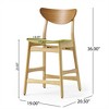 SKRAN Set of 2 Counter Height Chairs, Bar Stools with Cushioned Seats and Wood Frame for Home Bar Green Tea / Oak Finish - 3 of 4