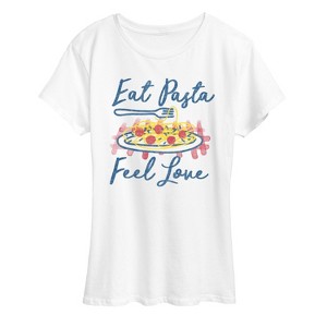 Women's - Instant Message - Eat Pasta Feel Love Short Sleeve Graphic T-Shirt - 1 of 4