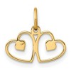 Black Bow Jewelry 14k Yellow Gold Diamond Cut Satin Double Heart Charm - 3 of 4